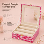 Luxury Bangle Storage Box with Mirror – Velvet Jewellery Organizer (30.48 × 30.48 × 12.70 cm)