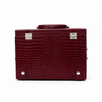Luxury Cherry Red Crocodile Leather Jewellery Box with Mirror & Multi-Layer Organizer (25.91 × 18.29 × 18.54 cm)