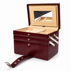 Luxury Cherry Red Crocodile Leather Jewellery Box with Mirror & Multi-Layer Organizer (25.91 × 18.29 × 18.54 cm)