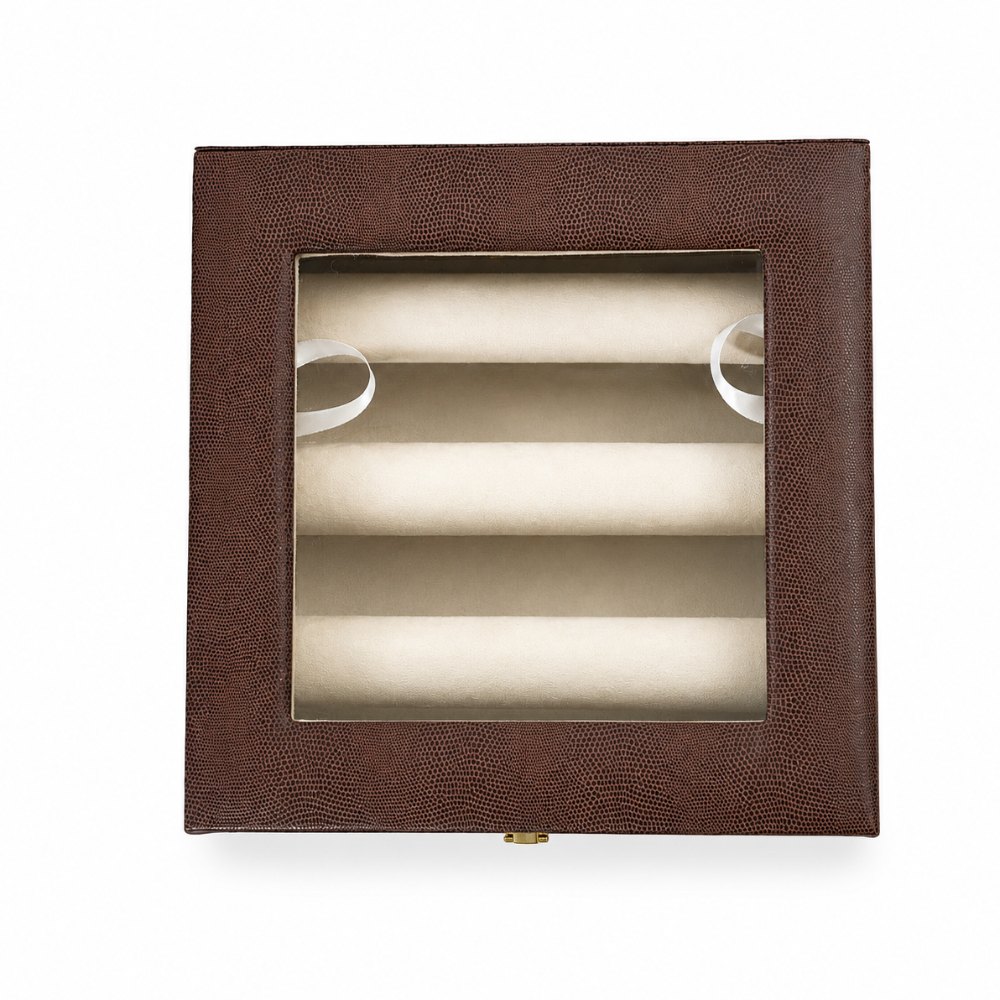Luxury Bangle Storage Box with Mirror – Velvet Jewellery Organizer (30.48 × 30.48 × 12.70 cm)