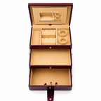 Luxury Cherry Red Crocodile Leather Jewellery Box with Mirror & Multi-Layer Organizer (25.91 × 18.29 × 18.54 cm)
