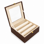 Luxury Bangle Storage Box with Mirror – Velvet Jewellery Organizer (30.48 × 30.48 × 12.70 cm)