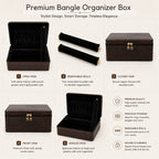 Luxury Brown Leather Bangle Storage Box – Jewellery Organizer with Removable Velvet Rolls (33.02 × 20.83 × 10.16 cm)