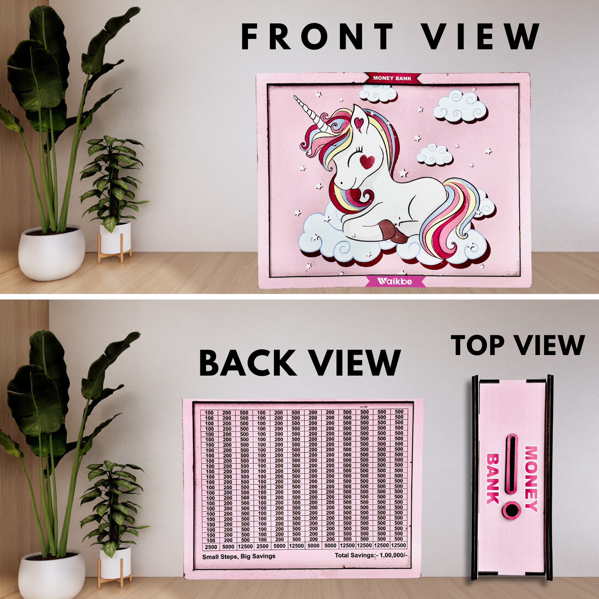 Pink Unicorn Money Saving Box for Adult 1L