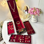 Luxury Leather Jewellery Box with Combination Lock & Multi-Compartment Organizer (30.48 × 12.95 × 10.16 cm)