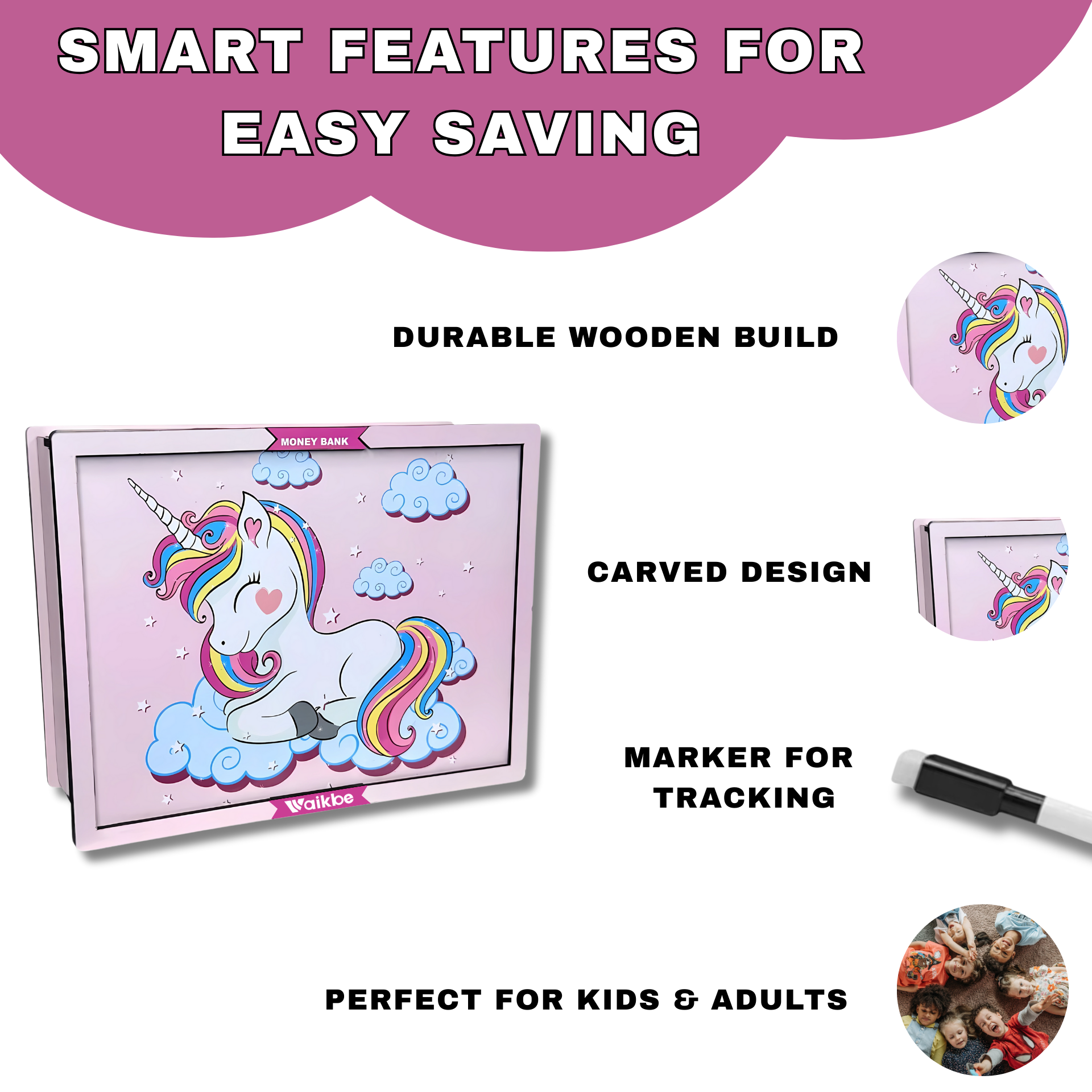 Pink Unicorn Money Saving Box for Adult 1L