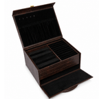 Luxury Brown Leather Jewellery Box with Combination Lock & Multi-Compartment Organizer (30.48 × 24.13 × 13.97 cm)