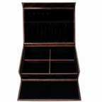 Luxury Brown Leather Jewellery Box with Combination Lock & Multi-Compartment Organizer (30.48 × 24.13 × 13.97 cm)