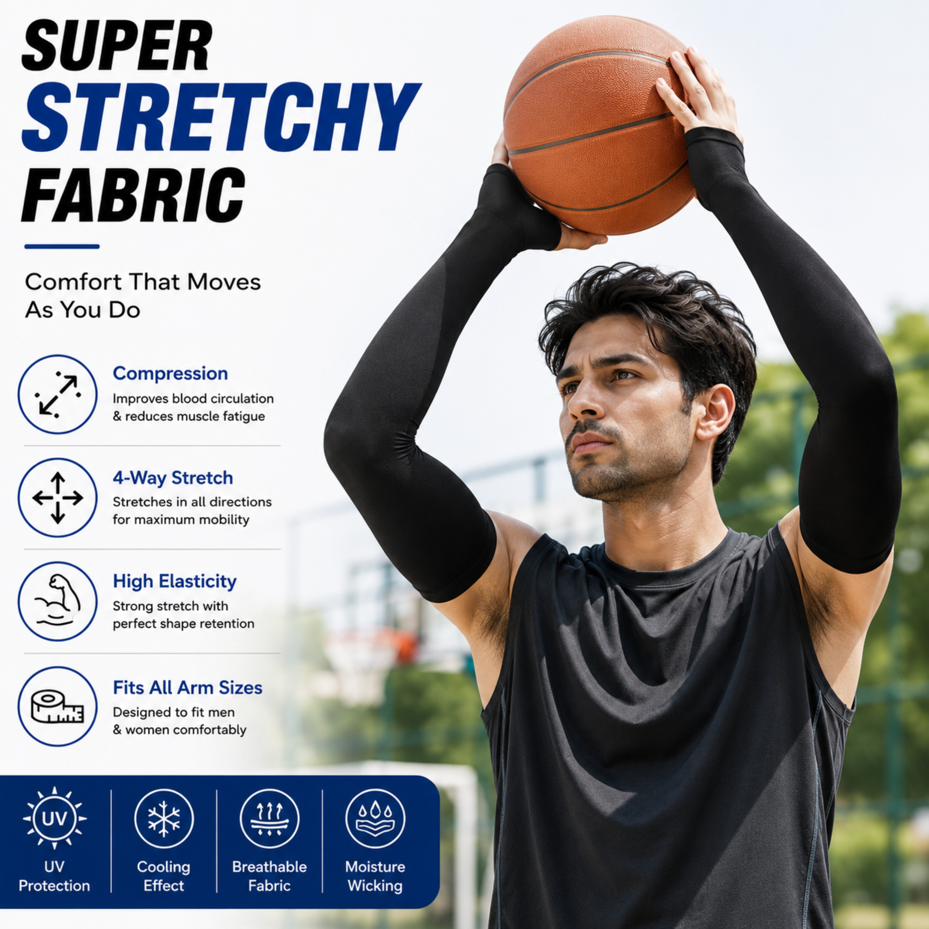 Full Hand Cooling Arm Sleeves for Men & Women | Lightweight & Breathable Gloves for Bike Riding, Cycling & Driving