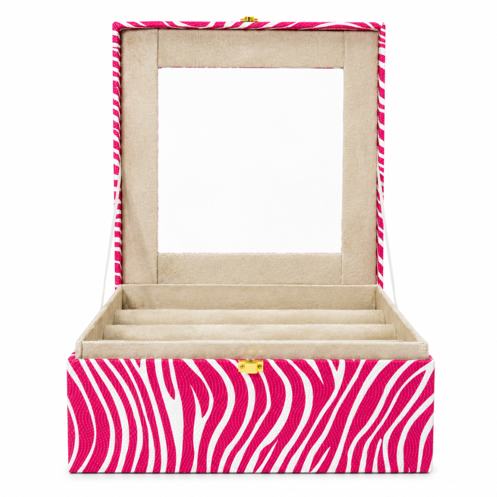 Luxury Bangle Storage Box with Mirror – Velvet Jewellery Organizer (30.48 × 30.48 × 12.70 cm)