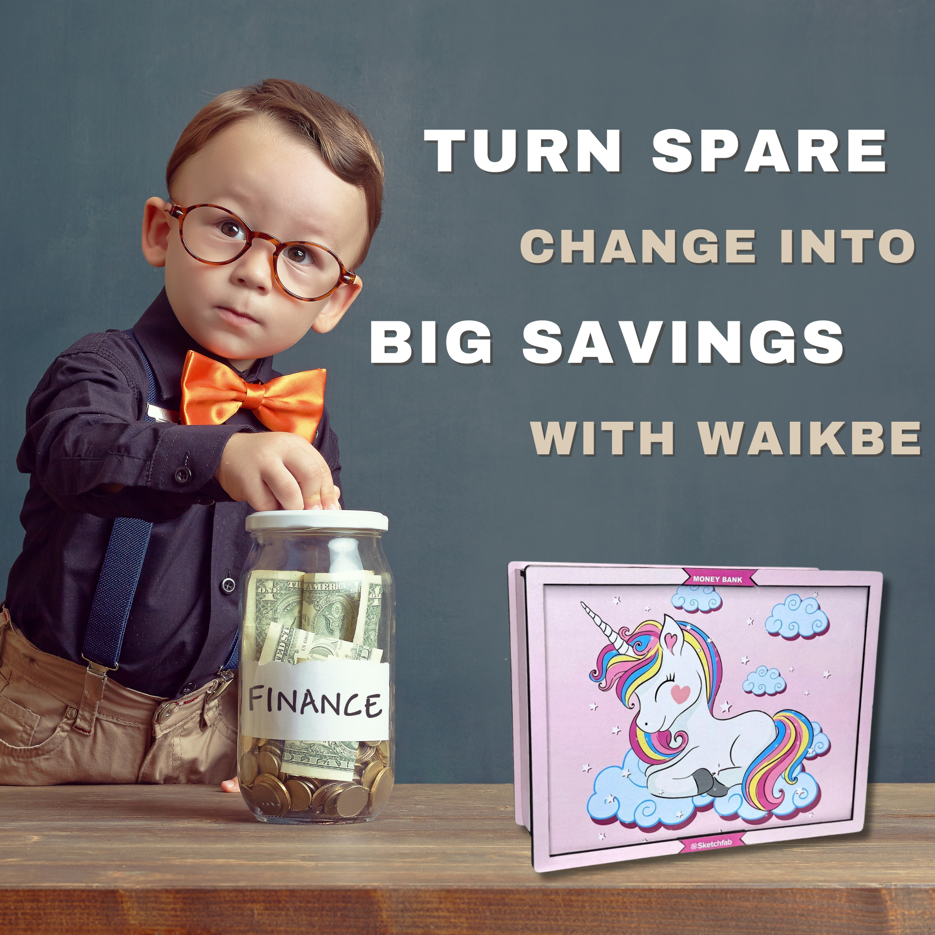 Pink Unicorn Money Saving Box for Adult 1L