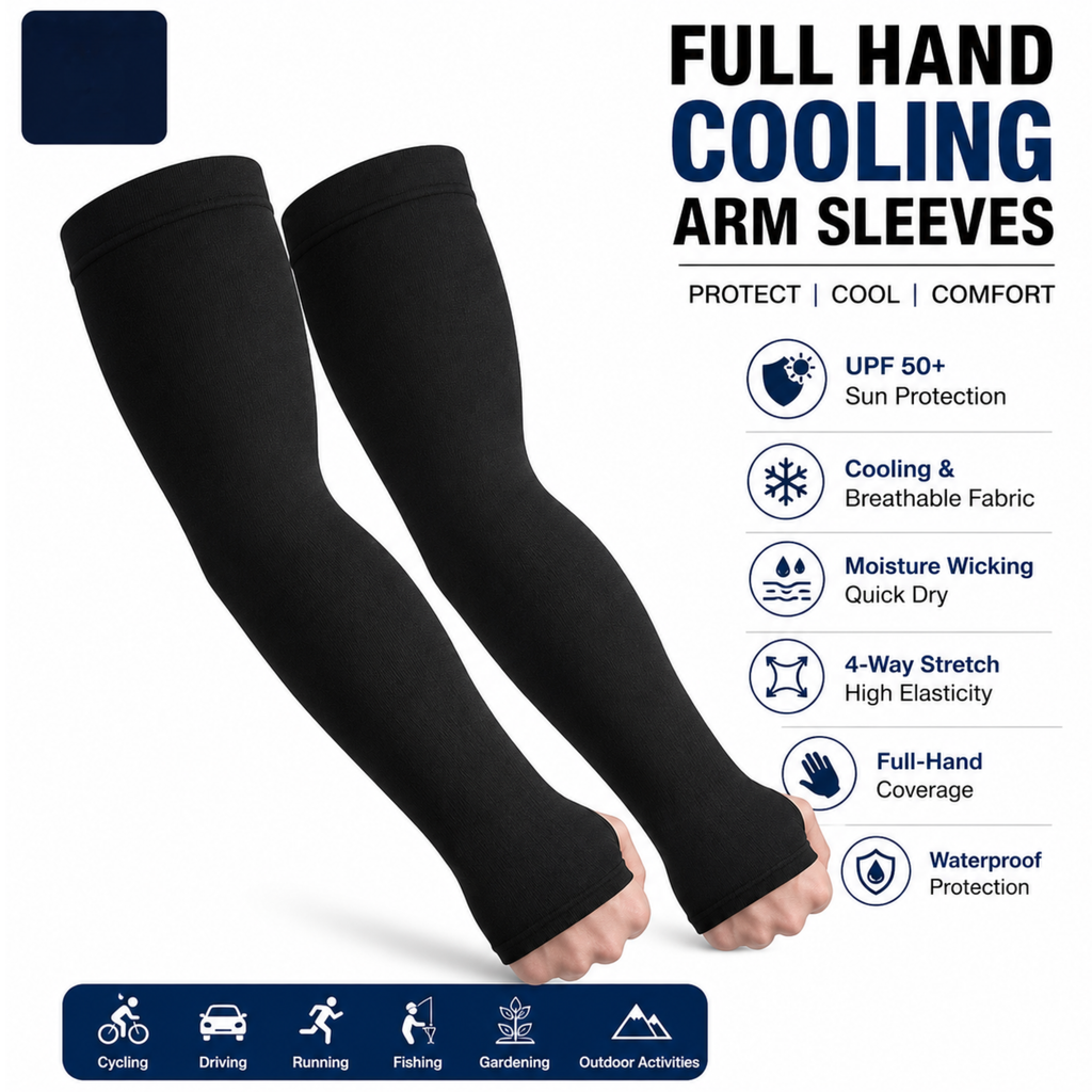 Full Hand Cooling Arm Sleeves for Men & Women | Lightweight & Breathable Gloves for Bike Riding, Cycling & Driving