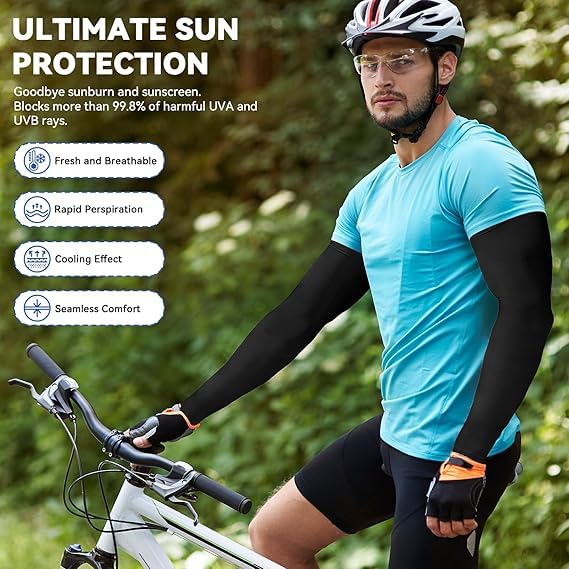 Full Hand Cooling Arm Sleeves for Men & Women | Lightweight & Breathable Gloves for Bike Riding, Cycling & Driving