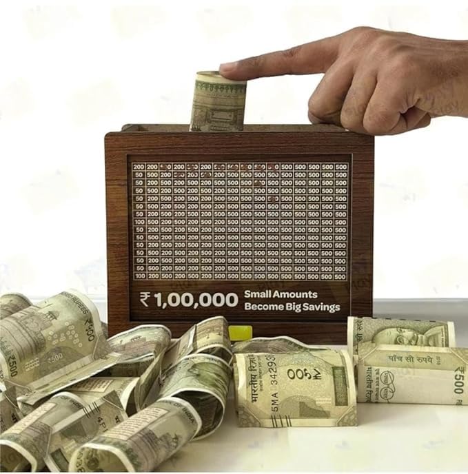 Wooden Piggy Bank for Kids & Adults 1L