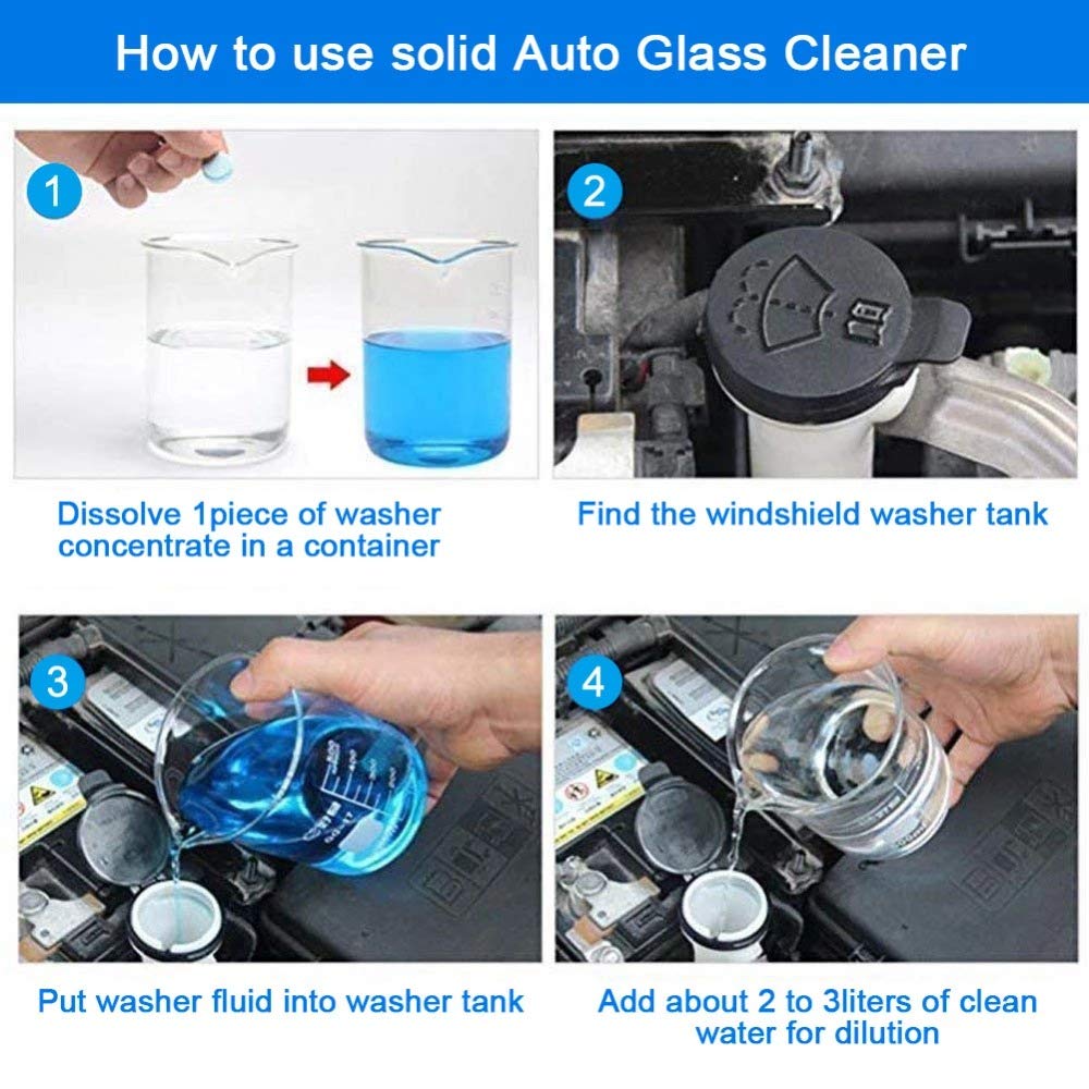 Upkit Car Accessories 50PCS/1Set Car Wiper Detergent Effervescent Tablets Washer Auto Windshield Cleaner Glass Wash Cleaning Compact Concentrated Tools (50)