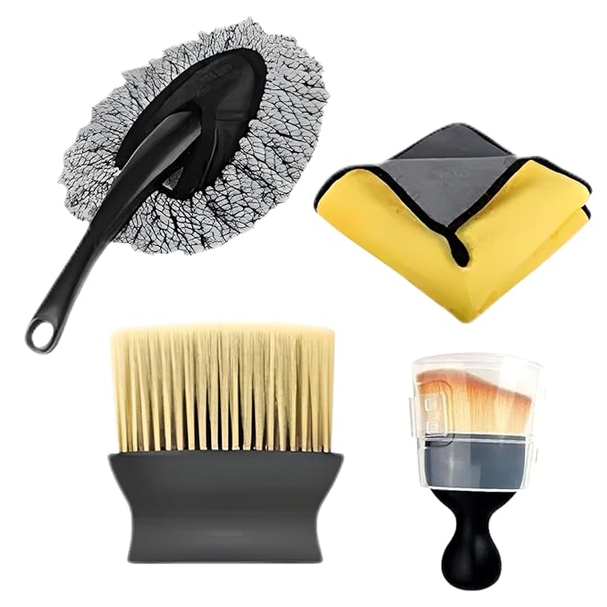 Car Interior Cleaning Brush Combo for Dashboard, AC Vents, Upholstery (Pack of 4)