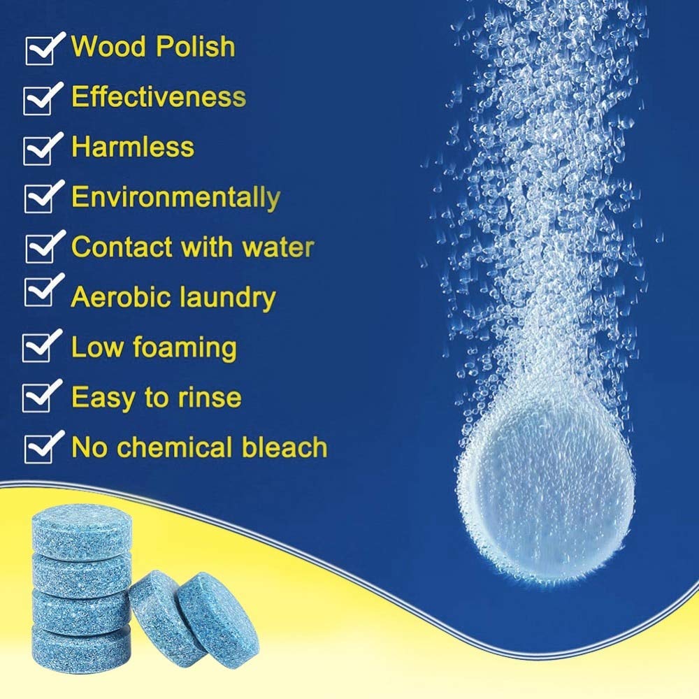 Upkit Car Accessories 50PCS/1Set Car Wiper Detergent Effervescent Tablets Washer Auto Windshield Cleaner Glass Wash Cleaning Compact Concentrated Tools (50)
