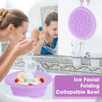 Collapsible Silicone Bowl with Built-in Ice Tray for Home Ice Water Facials