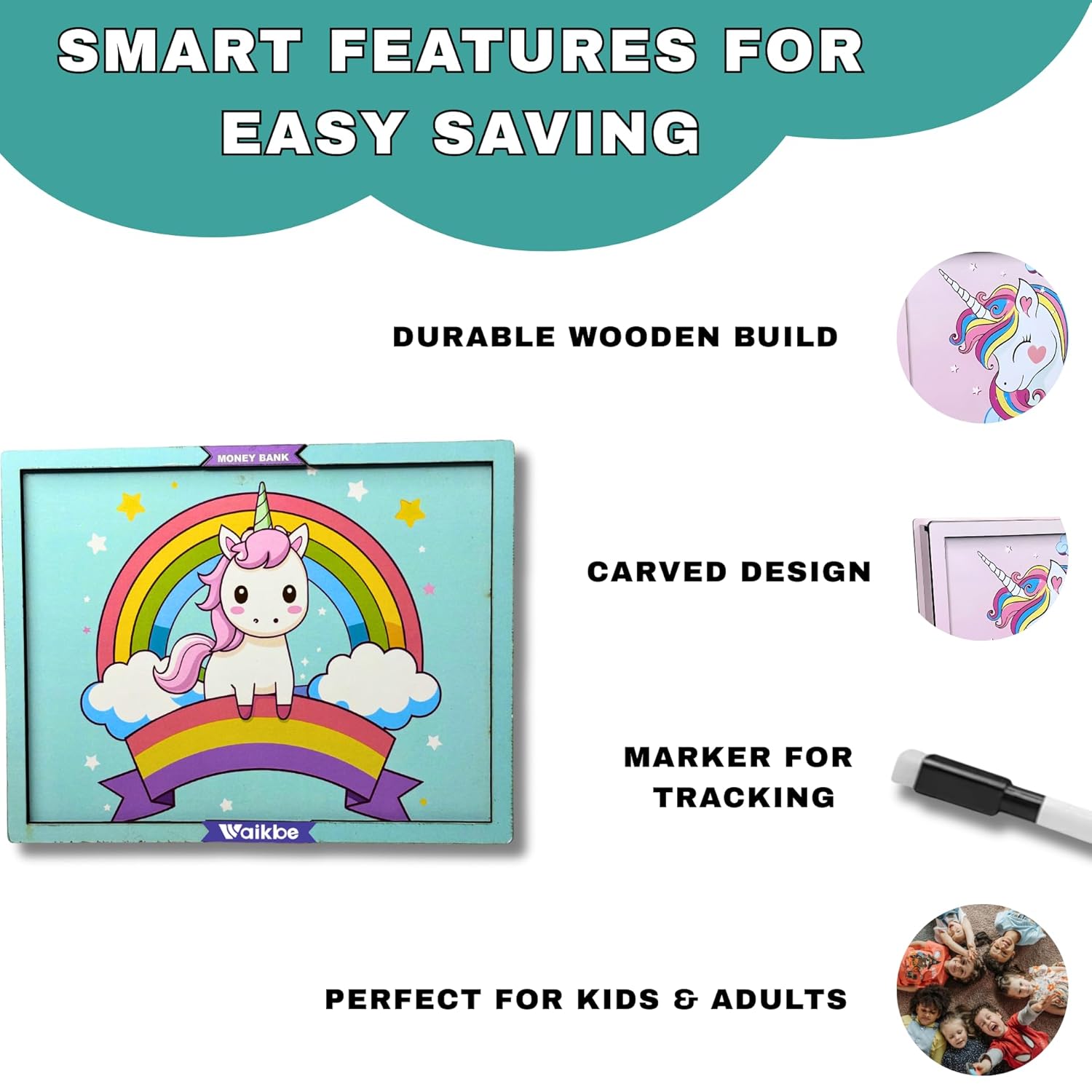 Blue Unicorn Money Saving Box for Adult 1L