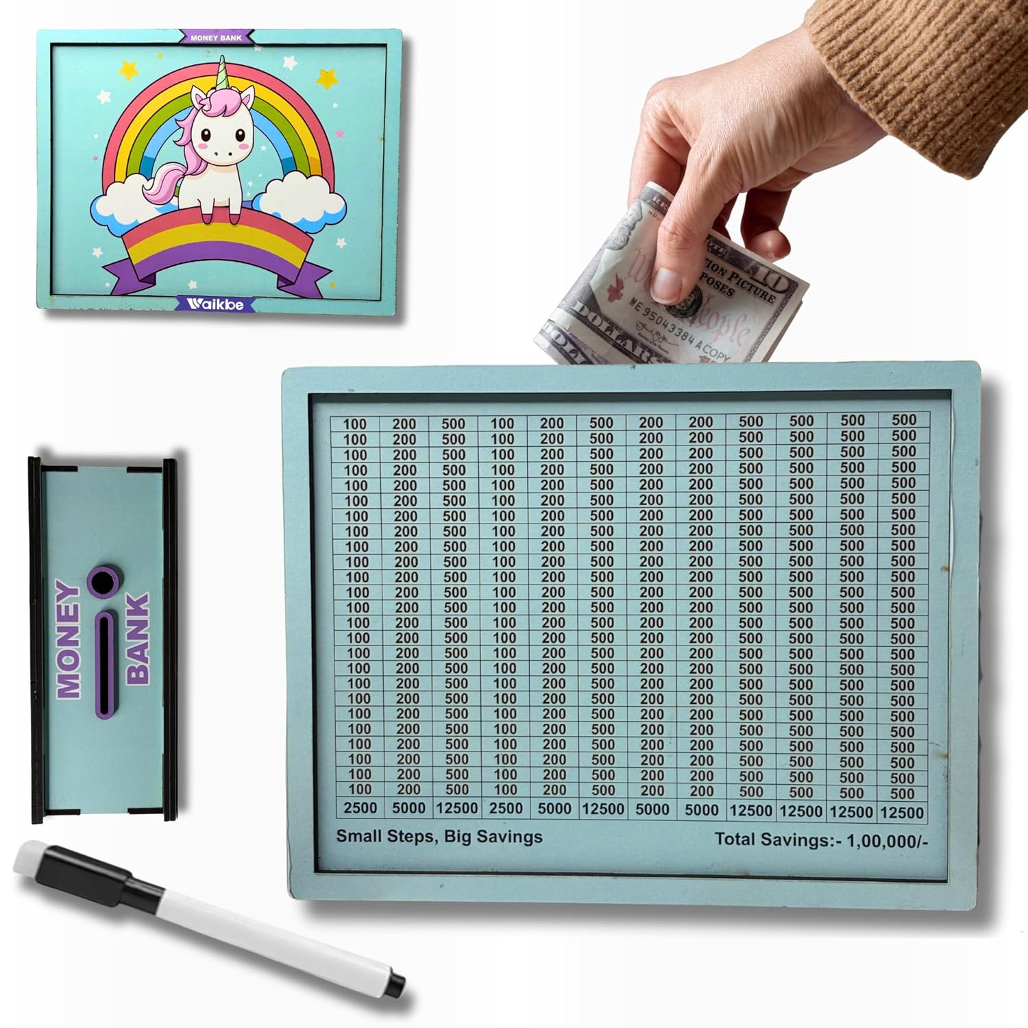 Blue Unicorn Money Saving Box for Adult 1L