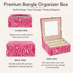 Luxury Bangle Storage Box with Mirror – Velvet Jewellery Organizer (30.48 × 30.48 × 12.70 cm)