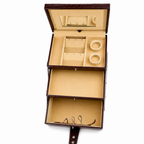 Luxury Brown Crocodile Leather Jewellery Vanity Box with Mirror & Multi-Layer Organizer (20.32 × 17.27 × 16.51 cm)
