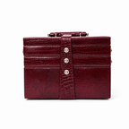 Luxury Cherry Red Crocodile Leather Jewellery Box with Mirror & Multi-Layer Organizer (25.91 × 18.29 × 18.54 cm)