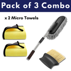 Pack of 3 - 2* Microfiber Cloth, 1 Microfiber Duster, 1 Detailing Brush