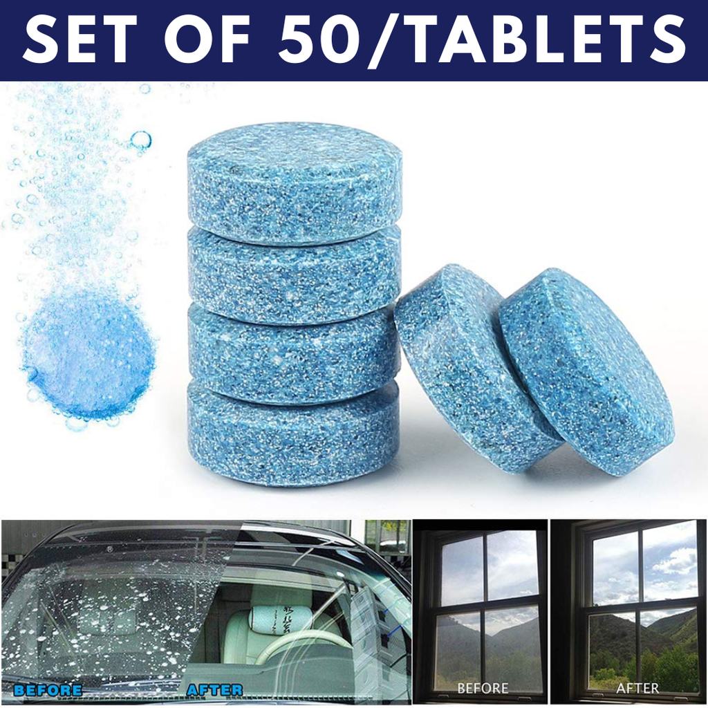 Upkit Car Accessories 50PCS/1Set Car Wiper Detergent Effervescent Tablets Washer Auto Windshield Cleaner Glass Wash Cleaning Compact Concentrated Tools (50)
