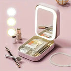 UPKIT Compact Makeup Vanity Box with LED Mirror | Portable Cosmetic Organizer with Touch Light | Travel-Friendly Beauty Storage Case