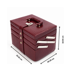 Luxury Cherry Red Crocodile Leather Jewellery Box with Mirror & Multi-Layer Organizer (25.91 × 18.29 × 18.54 cm)