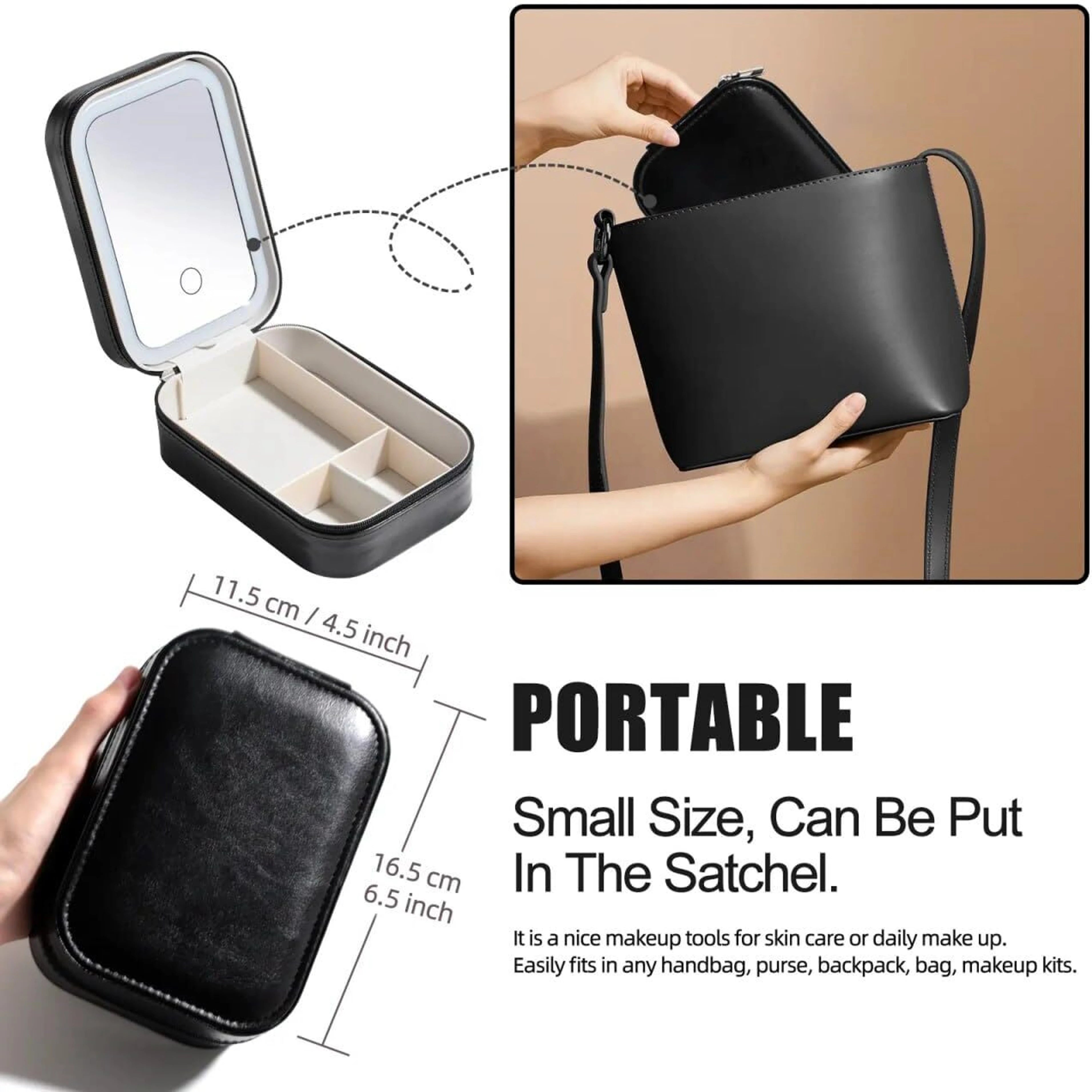 UPKIT Compact Makeup Vanity Box with LED Mirror | Portable Cosmetic Organizer with Touch Light | Travel-Friendly Beauty Storage Case